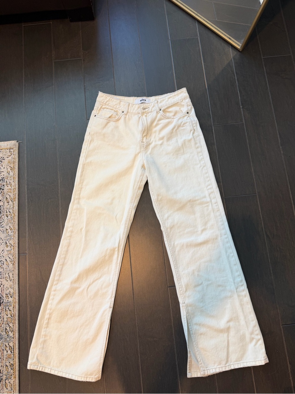 Cream Straight-Leg Jeans — Classic Rise